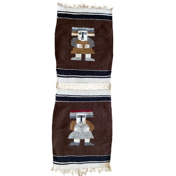 VTG Woven Wool Zapotec Indigenous Southwest Mexican Wool WALL TAPESTRY / RUG - Picture 1 of 8